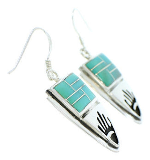 Turquoise Sterling Silver Hand Hook Earrings YS73209